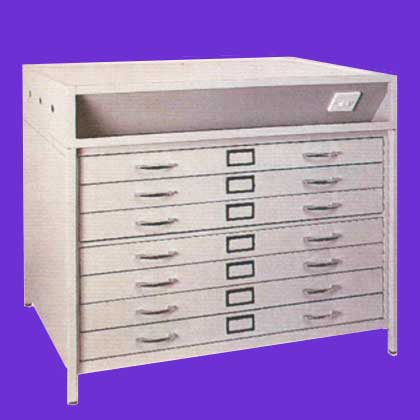 7 drawer plan chest with light box on top