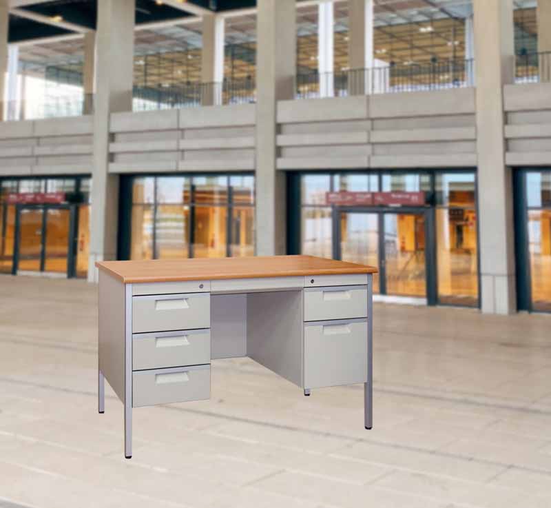 laminated desk top double pedestal steel office desk artist impression