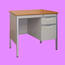 ds096 laminated desk top single pedestal steel desk