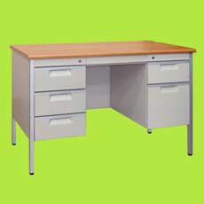 ds126 laminated desk top double pedestal steel desk